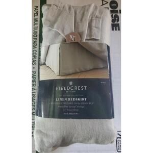Fieldcrest Solid Linen KING Bed Skirt – Cashmere Gray – 15” Drop New